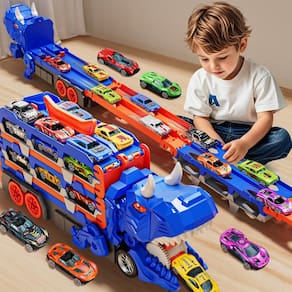 Toy Car Track Set Vanvimen Toddler Dinosaur Transport Truck