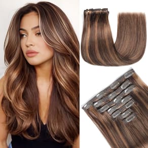 Extensões de cabelo YNSNR Real Human Hair 35 cm Clips ins 80 g