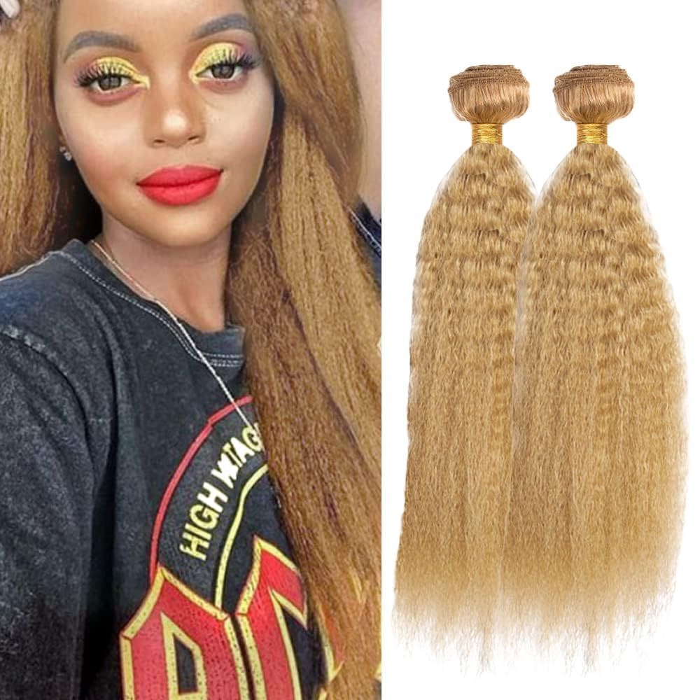 #27 Pacotes de cabelo virgem brasileiro liso Blonde Yaki 70-75cm