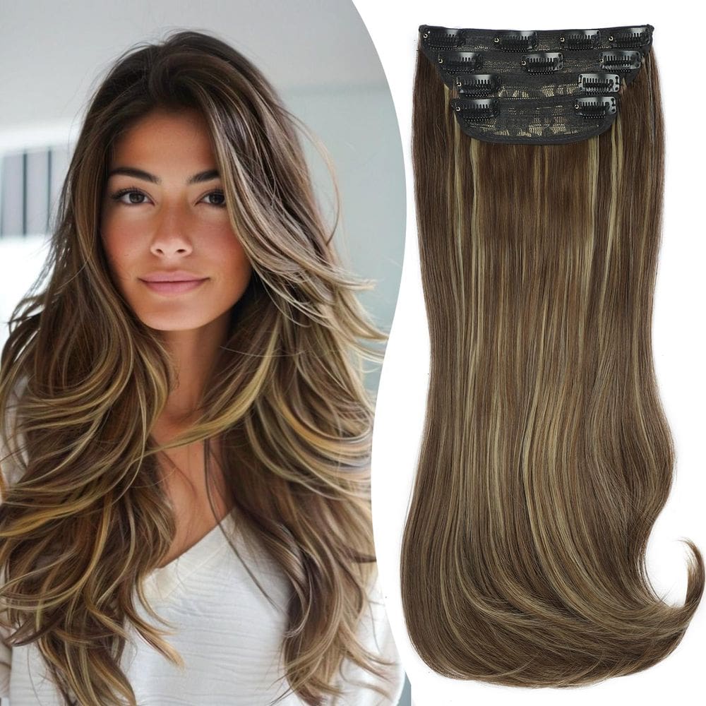 Extensões de cabelo FREEMEIGE Straight Synthetic 20 em 210 g 4 unidades