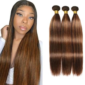 Extensão de cabelo Biottihair P430 Brown Straight 3 pacotes 66-76cm