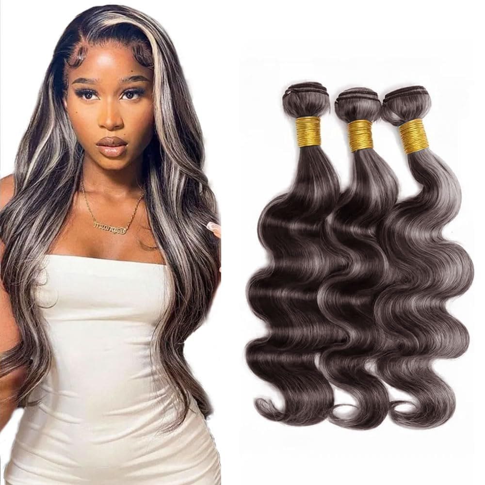 Pacotes de cabelo Raivide P4 Grey Brown Body Wave 35-45cm Cabelo humano