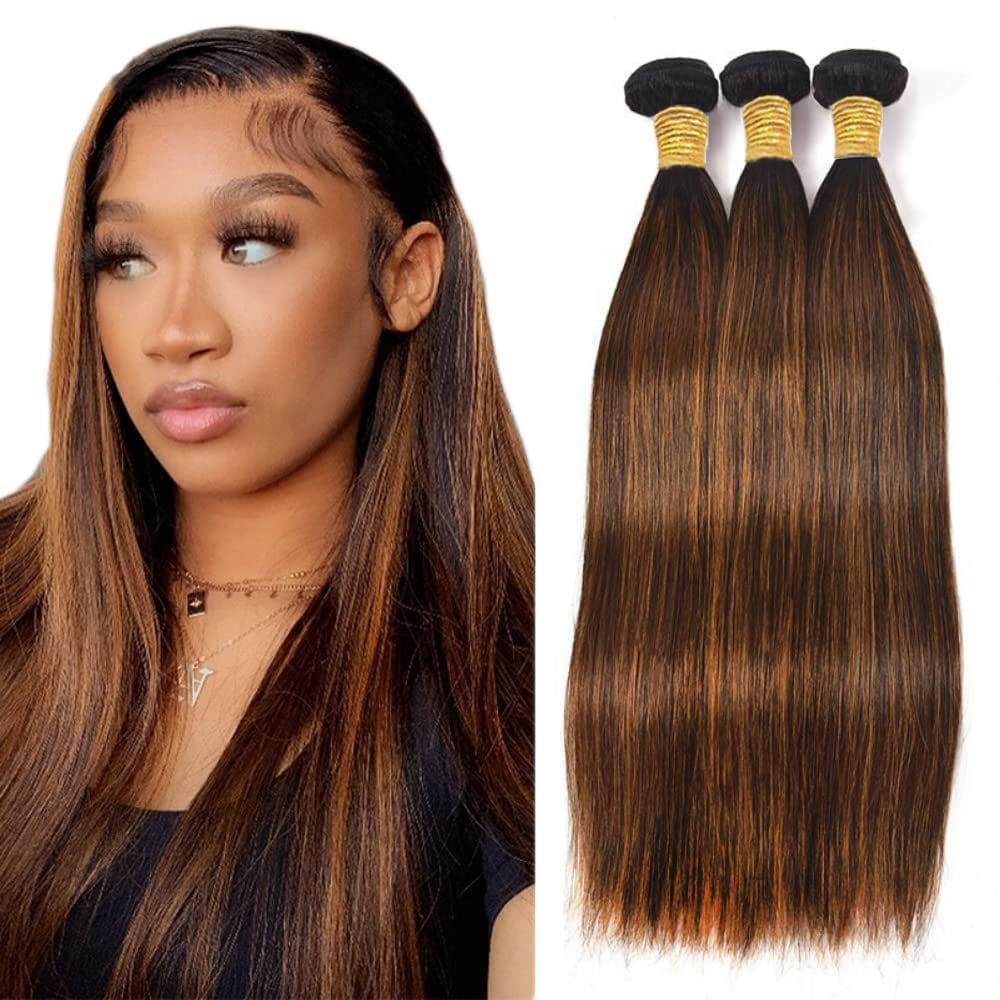Pacotes de cabelo Freiuoke P4/30 Human Hair 3 pacotes de 8-30 polegadas