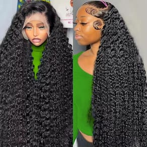Peruca frontal de renda Comlen Deep Wave 13x6 200 Densidade 26"