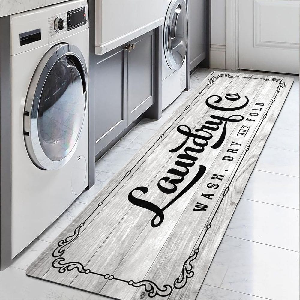 Tapete de lavanderia Runner Lansny cinza claro 60x180cm antiderrapante