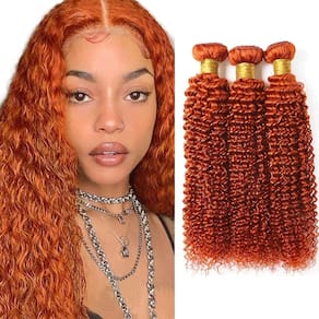 Pacotes de cabelo Fridnae #350 Orange Curly Brazilian Remy 14-18in