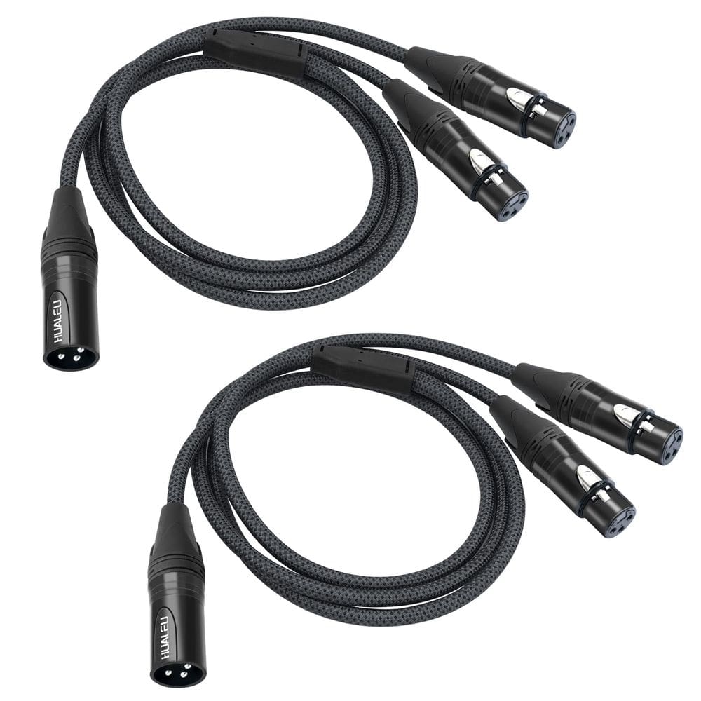 Cabo divisor XLR HUALEU 1 macho para 2 fêmeas de 1 m