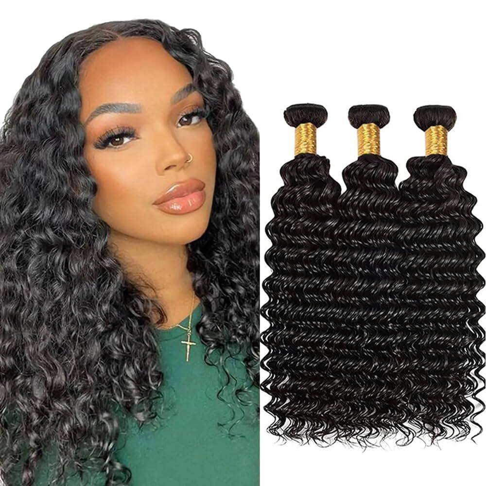 Pacotes de cabelo YOUNGHANN Loose Deep Wave 3x35cm, preto natural