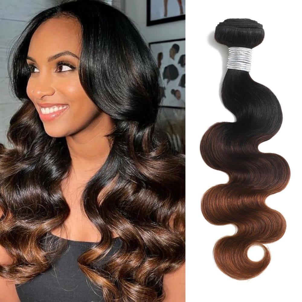 Pacote de cabelo ANMETAN Chestnut Brown Ombre Body Wave 45cm