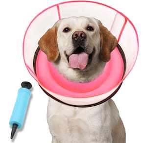 Cone inflável para cães NoarWin após cirurgia para cães grandes, rosa
