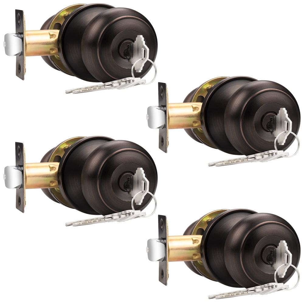 Maçanetas de porta Probrico Keyed Entry, interior exterior, pacote com 4