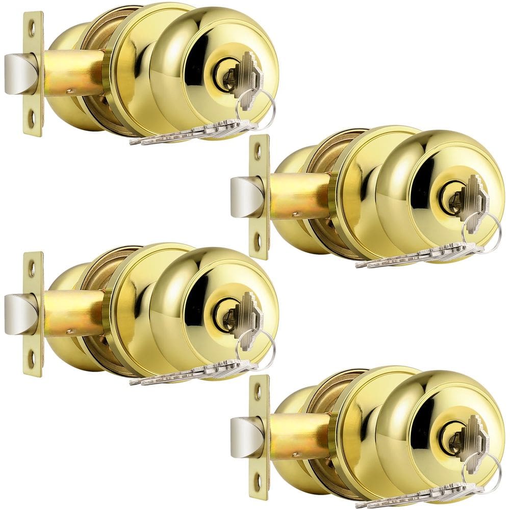 Maçanetas de porta Probrico Keyed Entry, interior exterior, pacote com 4