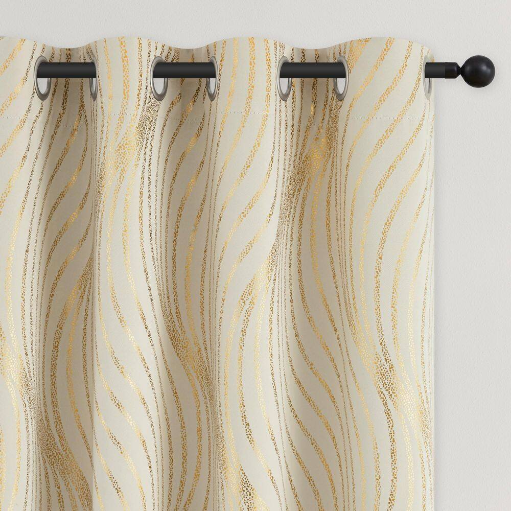 Cortinas Blackout Xwincel Beige Gold Wave Line 240x245cm 2P