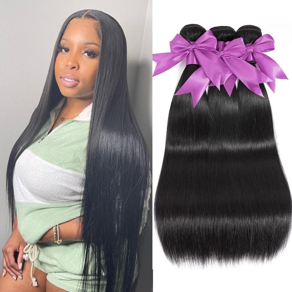 Pacotes de cabelo Uniferry 12A Straight Brazilian 25 30 35cm x4