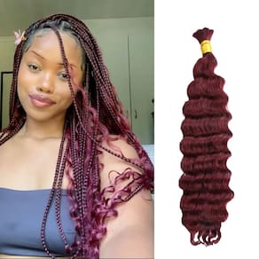 Cabelo humano a granel para trançar Ocahsm Deep Wave 99J Burgundy