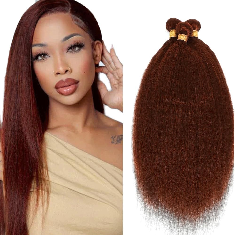 Pacotes de cabelo Fridnae Color 33 Auburn Yaki Straight 35-45cm