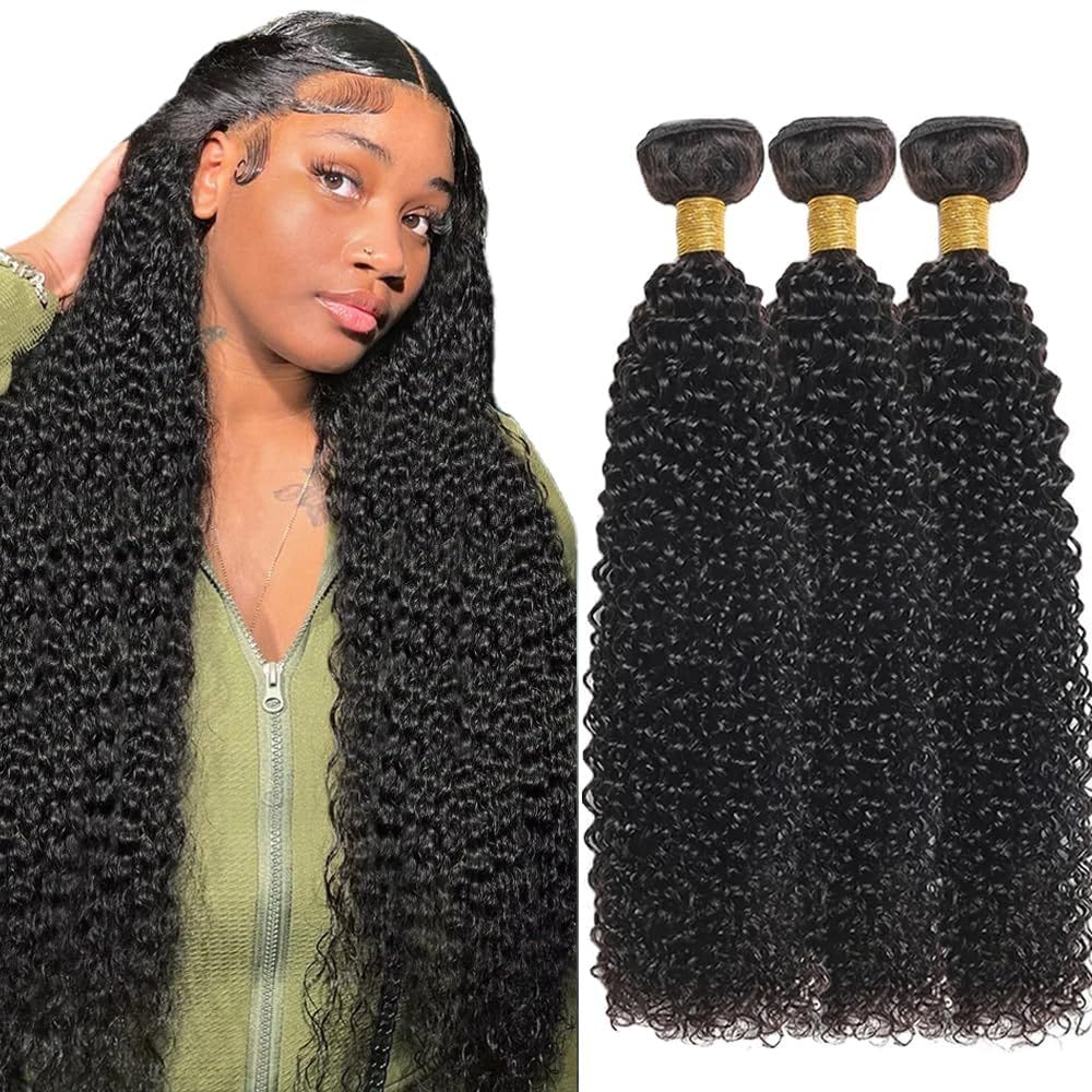 Pacotes de cabelo YOUNGHANN Kinky Curly Brazilian Virgin x3 35cm