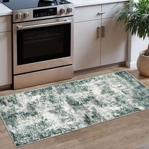 Tapete Runner Lansny Modern Abstract 60x150cm Cinza Verde