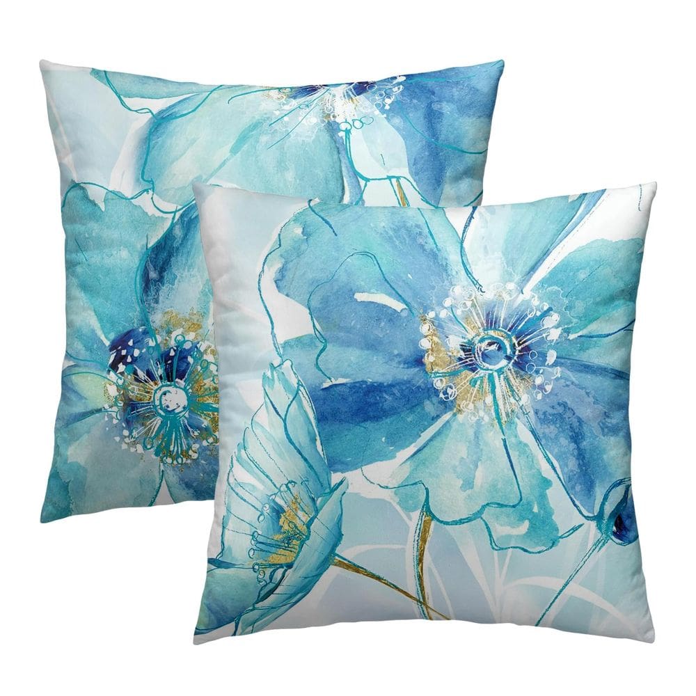 Capas de almofada Imiss Watercolor Blue Flowers 50x50cm Algodão