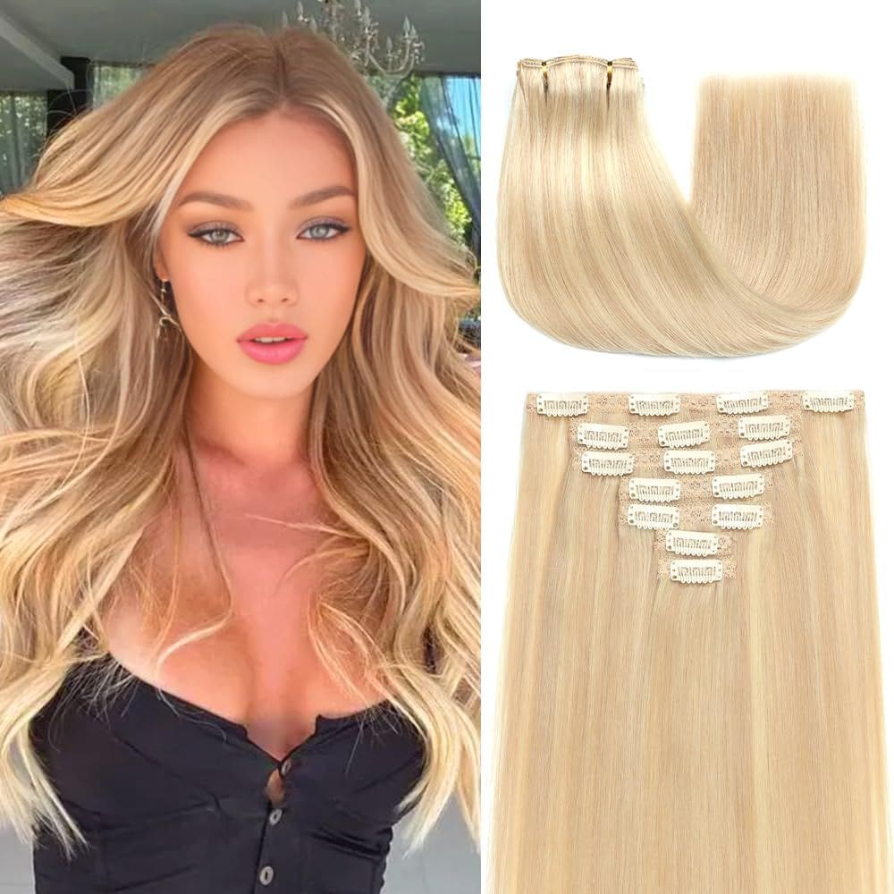 Extensões de cabelo YNSNR Ash Blonde em destaque 35cm 80g