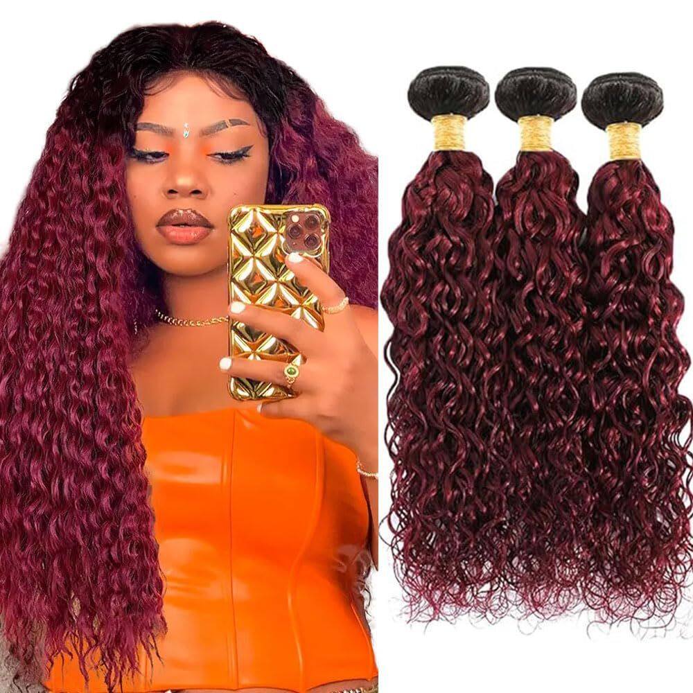 Pacotes de cabelo Raivide Burgundy Water Wave 40 45 50cm 300g