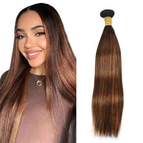 Pacote de cabelo Freiuoke 26 cm reto P4/30 Highlight Brown