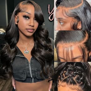 Perucas frontais de renda YTSOQ Body Wave 100% cabelo humano 18"