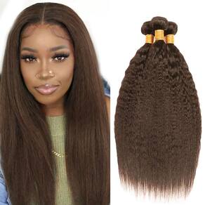 Pacotes de cabelo Raivide Color #4 Chocolate Brown Kinky Straight