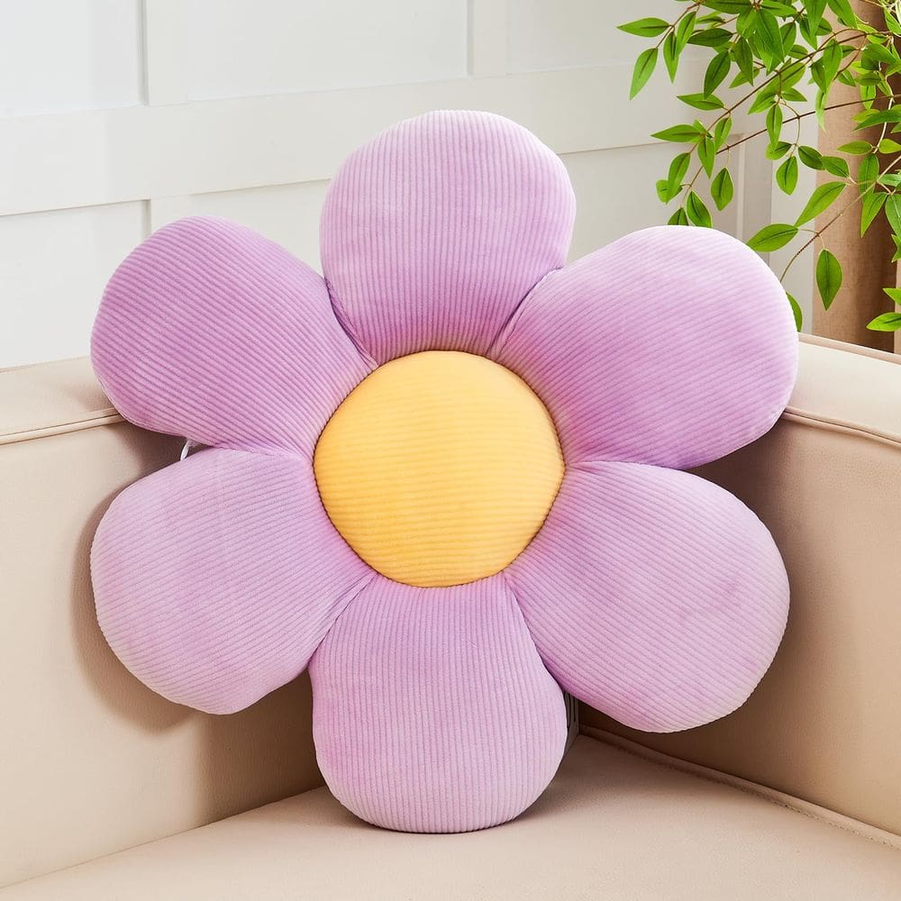 Almofada de flores Kcvvcr roxa macia de 50 cm decorativa para sofá de cama