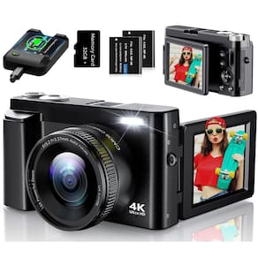 Câmera digital JGIPL 4K UHD 48MP 16X Zoom 180°, tela giratória