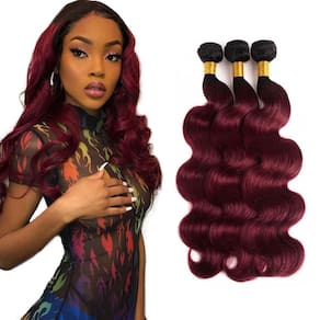 Pacotes de cabelo Raivide 1B99J Burgundy Body Wave 30 cm 3 pacotes