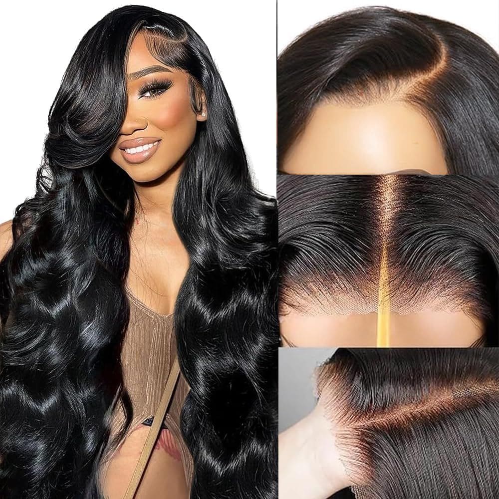 Perucas frontais de renda EECBN Wear and Go sem cola, cabelo humano de 26"