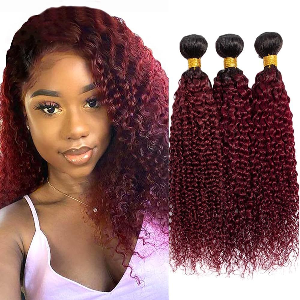 Pacotes de cabelo Biottihair Burgundy Kinky Curly 50 55 60cm