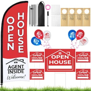 Conjunto de placas Open House Jsngbse, 44 unidades com bandeira, sinais e balões