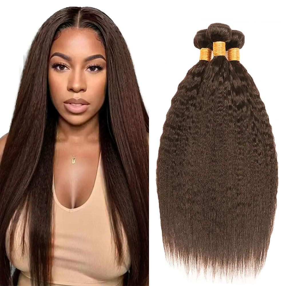 Pacotes de cabelo Raivide Dark Brown Kinky Straight 45-55cm