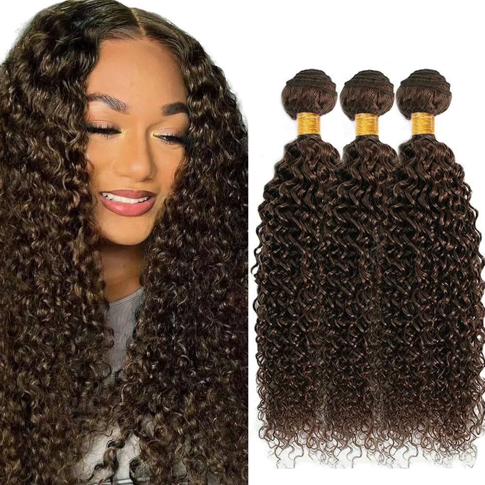 Extensões de cabelo Raivide Dark Brown Kinky Curly 40cm 3 pacotes