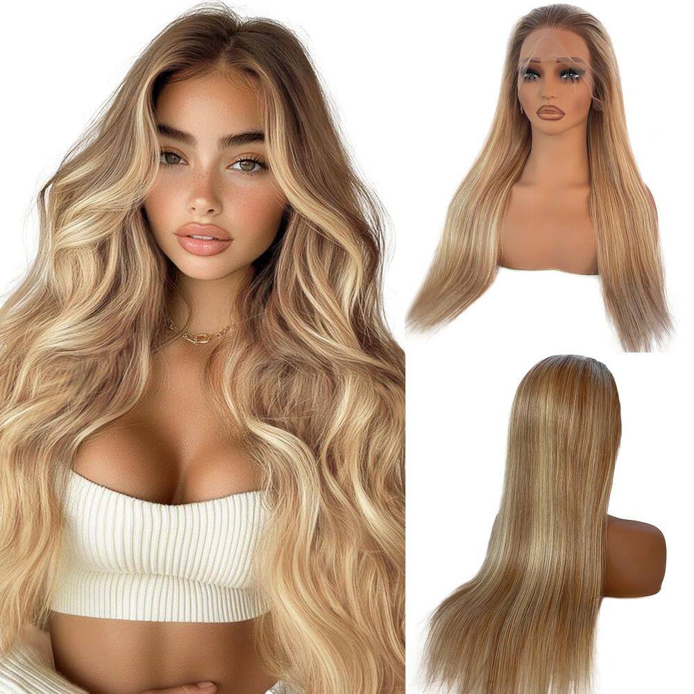Peruca frontal de renda Munx Highlight Ombre Ash Blonde 60cm