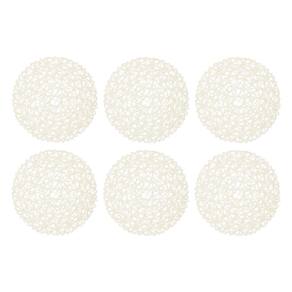 Conjunto de tapetes americanos de papel tecido DII 15 x 15 cm redondo esbranquiçado (15 unidades)