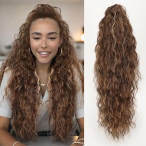 Extensão de rabo de cavalo ORSUNCER Claw, cabelo sintético encaracolado de 30 cm