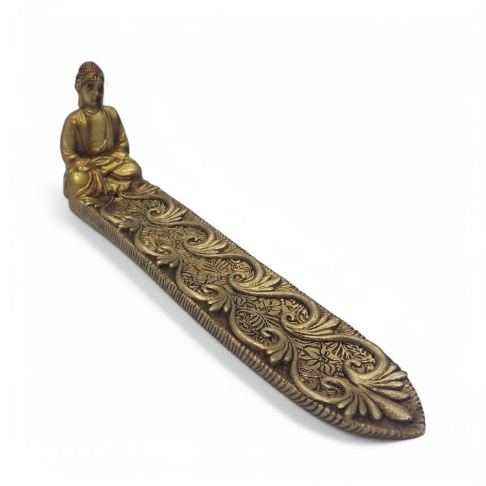 Incensário Vareta Buda Tibetano Detalhes em Bronze 20 cm