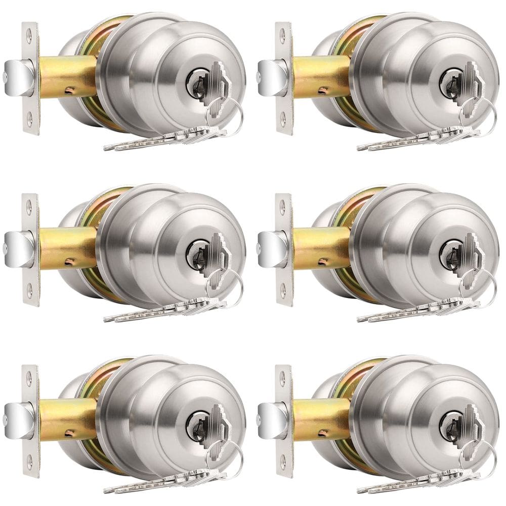 Maçanetas de porta Probrico Keyed Entry, interior exterior, pacote com 6