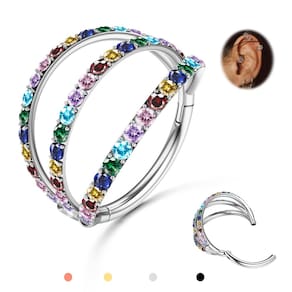 Anel nasal BodyBonita Triple Hoop 316L em aço inoxidável 16G
