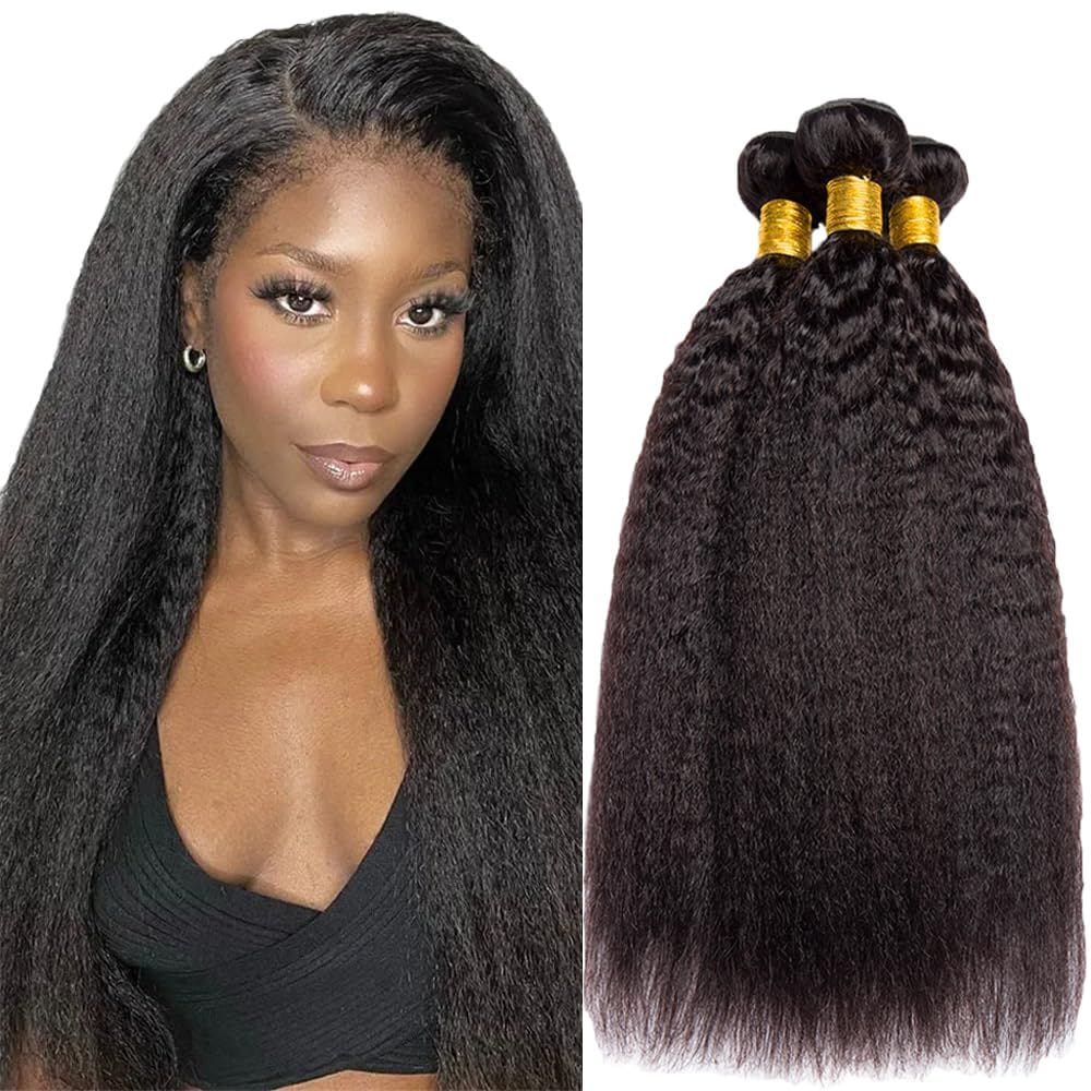 Pacotes de cabelo YOUNGHANN Kinky Straight Brazilian Virgin x3