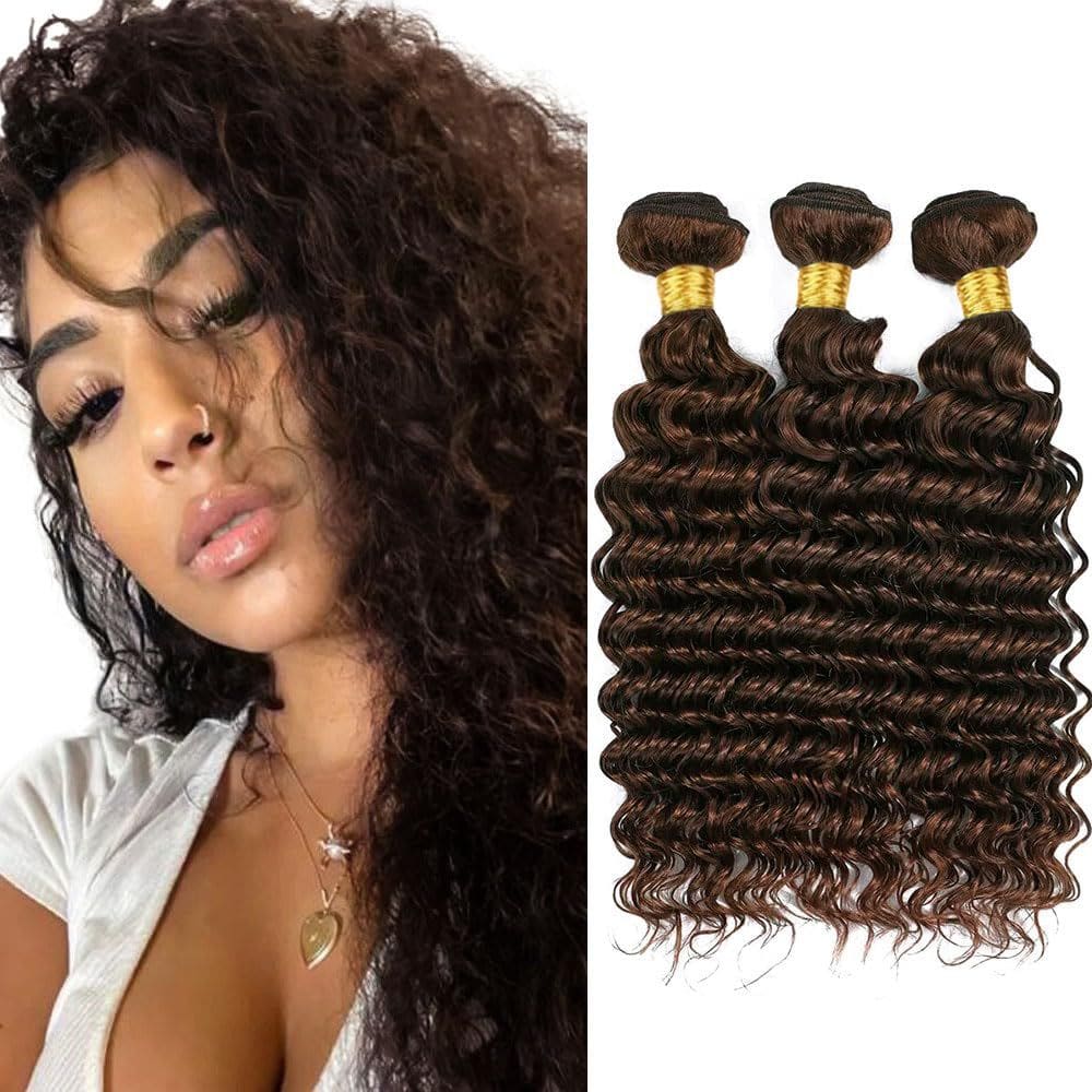 Pacotes de cabelo Raivide Chocolate Brown Deep Wave #4 45-55cm