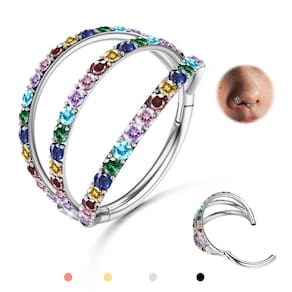 Anel nasal BodyBonita Triple Hoop 316L em aço inoxidável 18G