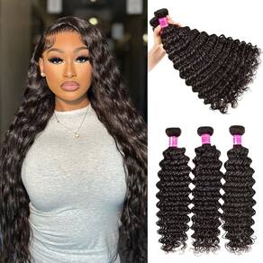 Pacotes de cabelo Delizzly Deep Wave Brazilian 3 pacotes 56-66cm