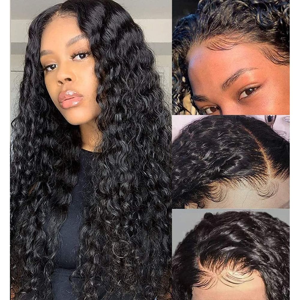 Perucas frontais de renda Tascal Deep Wave 100% cabelo humano 20"