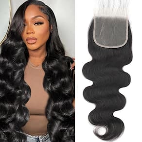Fecho: AUTTO Body Wave 5x5 HD, transparente, 40cm, cabelo humano