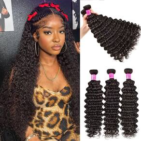 Pacotes de cabelo Delizzly Brazilian Deep Wave 10A Grade 14 cm 16 cm 18 cm