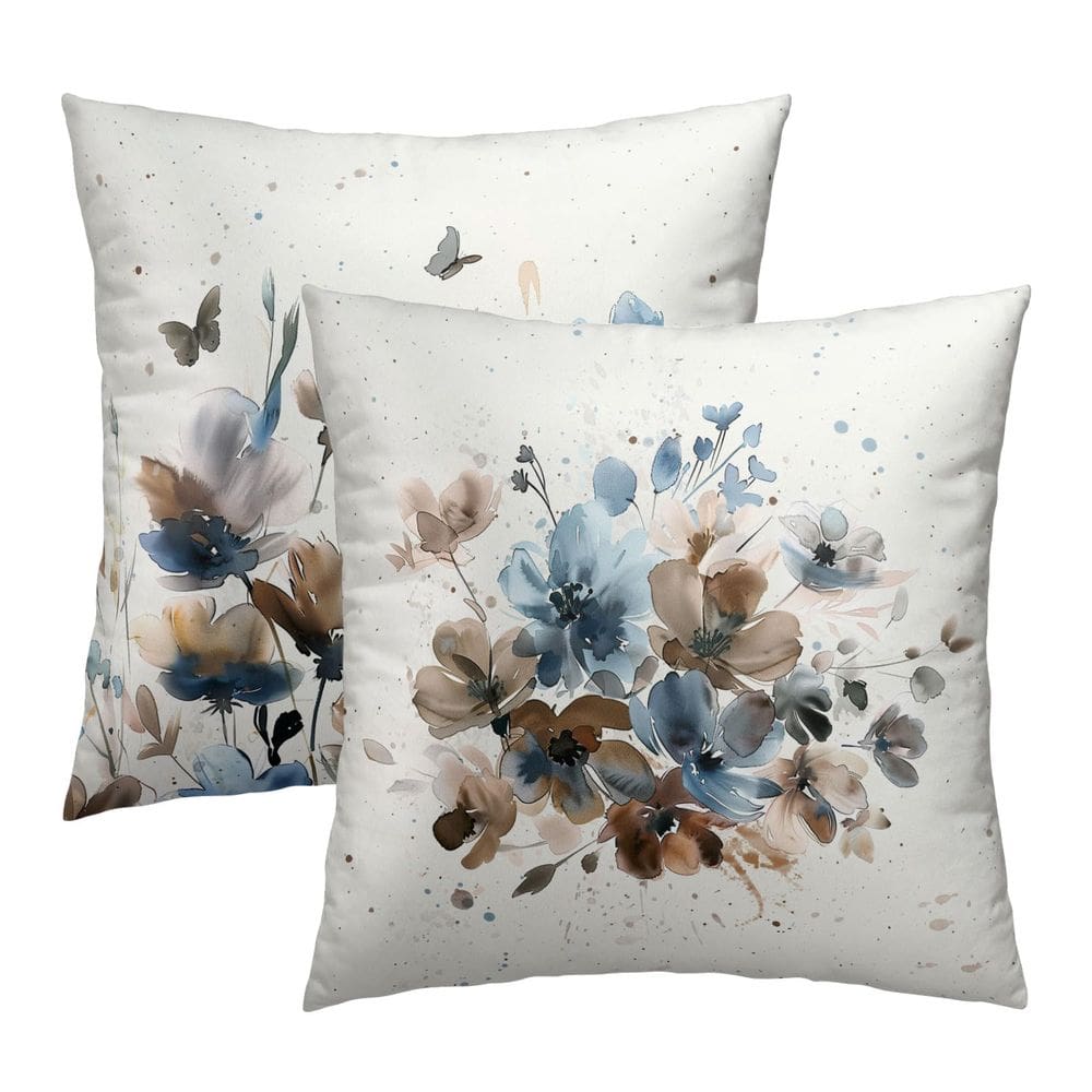 Capas de almofada Imiss Floral Watercolor Blue 45x45cm Conjunto de 2